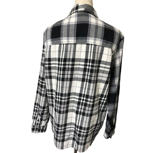 Zara Womens Black White Plaid Flannel Shacket Oversized Relaxed Fit Button Up S - Picture 6 of 10